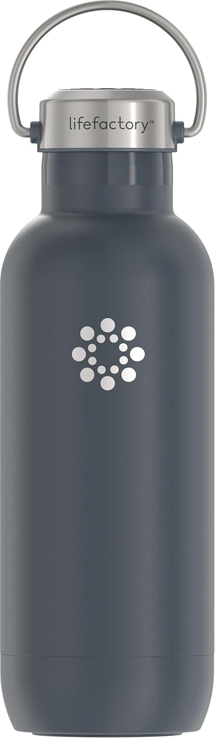 Lifefactory 20-Ounce Stainless Steel Vacuum-Insulated Sport Bottle, Carbon