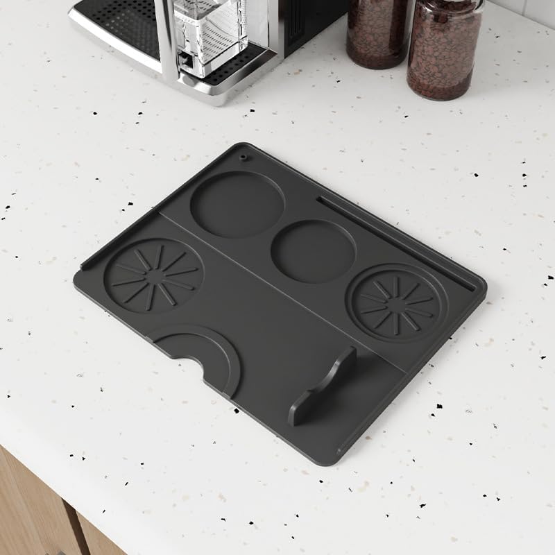 Coffee Mat, Coffee Maker Mat for Kitchen Counter with Tamping Mat, 40x60cm Silicone Coffee Bar Pad, Anti-Slip, Heat Resistant Pad for Espresso Machines, Dinner Plates, Ice Cream Machines