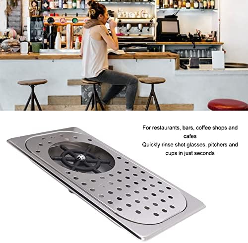 Glass Rinser, Countertop Commercial Pitcher Rinser, High Pressure Cup Washer, Stainless Steel Cup Washer with Drain Drip Tray Hose for Home Kitchen, Restaurant, Bar, Coffee