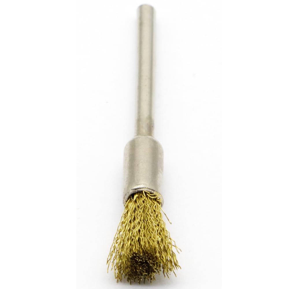 20PCS Brass Wire Brushes - Metal Rust Removal, Cleaning, and Polishing - 6mm Diameter, 1/8″ (3mm) Shaft - Removes Burrs, Dust, and Oxide Layer - Handles Rough Surfaces - Rotary Tool Accessories
