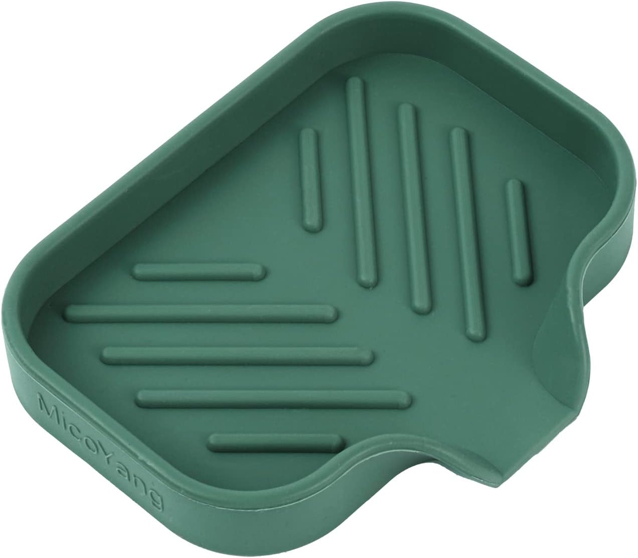 Silicone Bathroom Soap Dishes with Drain Spout-Bathroom and Kitchen Sink Organizer,Sponge Holder,Dish Soap Tray,Perfect for Dispenser,Scrubber,Bottle,Cup on Sink or Counter-Green 4.9"×3.2"