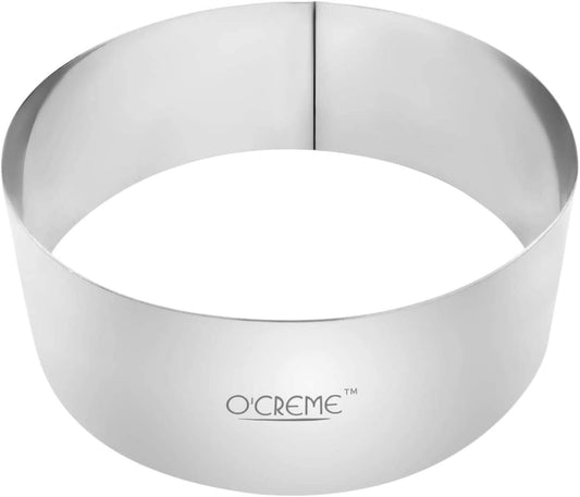 O'Creme Cake Ring Sturdy Stainless Steel Round Mousse Cake Ring Mold for Baking, Dessert Cake Decorating Pastry Rings 6 Inch Diameter x 4 Inch High