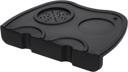 Espresso Tamping Mat, Silicone Coffee Tamper Mat with Corner Edge Tamp Support Station for Countertop, Barista Tools, Espresso Accessories, Large, Black