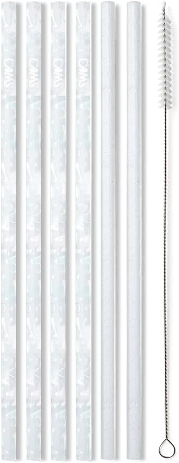 Swig Life Reusable Straws Bride to Be + Silver Glitter Tall Straw Set & Cleaning Brush, Each Straw is 10.25 inch Long (Fits Swig Life 20oz Tumblers, 22oz, and 32oz Tumblers)