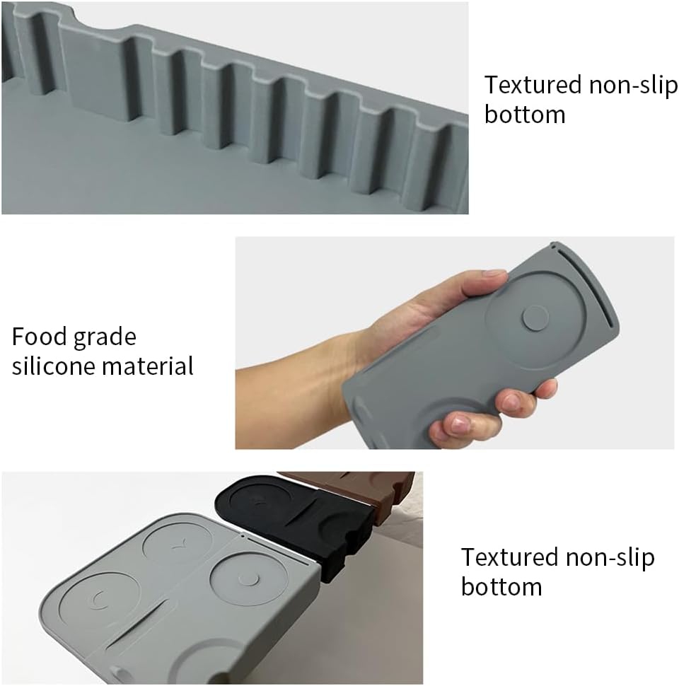 Espresso Tamping Mat - Espresso Tamping Station Food Grade Silicone Coffee Tamper Mat Espresso Accessory for Baristas Home Kitchen Bar Coffee Shop 7.2In x 6.7In (Gray)