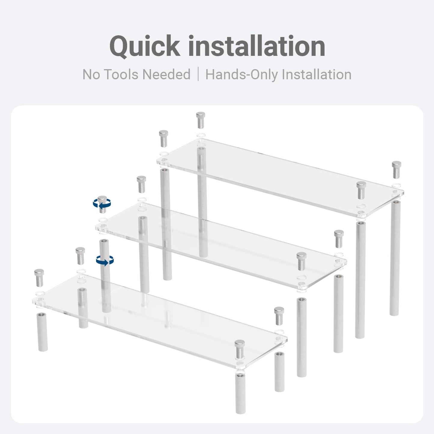 3 Pcs Acrylic Riser, Display Stand Clear Shelf for Cupcake Food Desserts Holder Cosmetic Products Tabletop Use and More (Large)