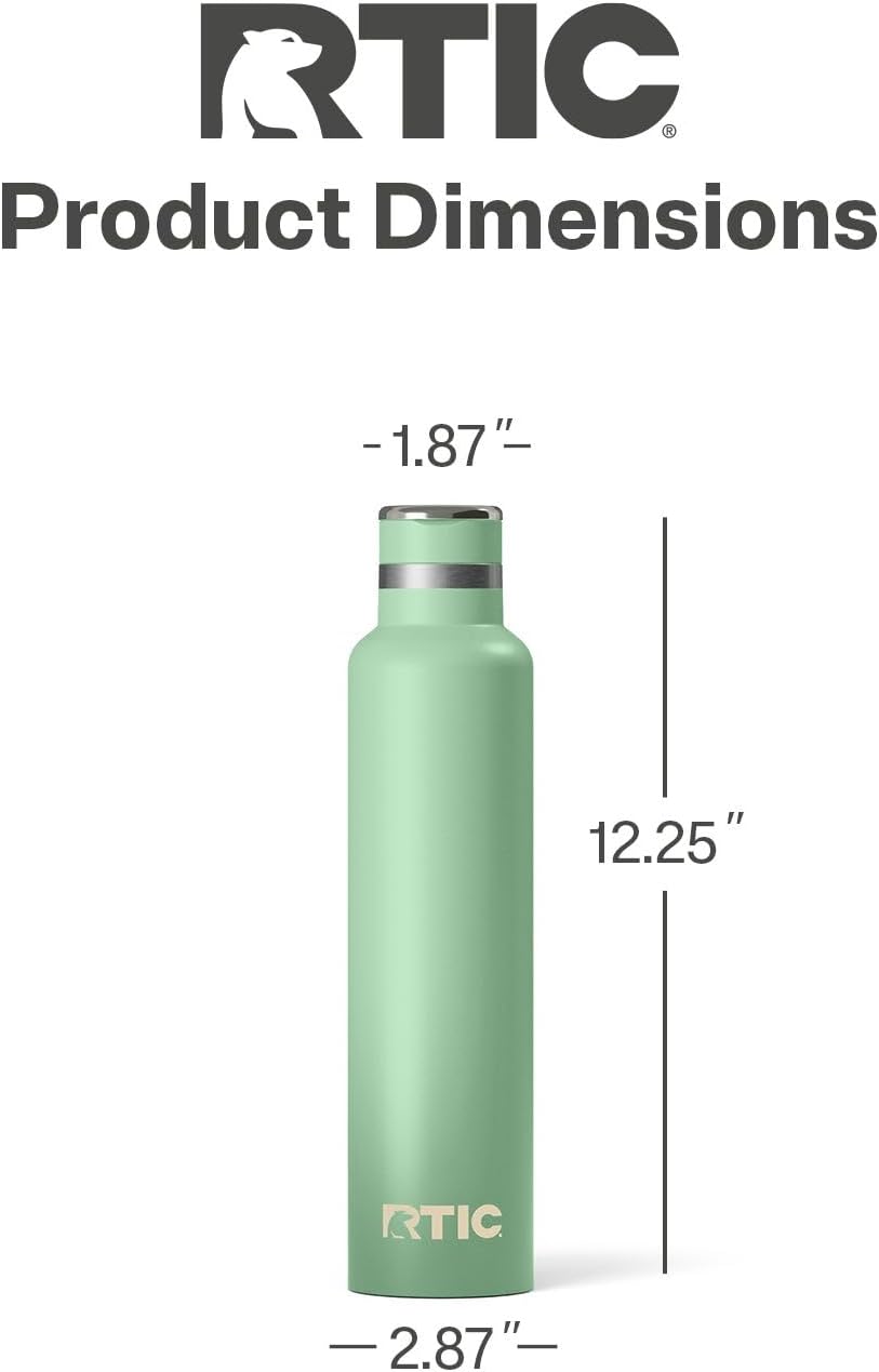 RTIC 26oz Journey Bottle Metal Stainless Steel Vacuum Insulated, BPA Free, Reusable, for Water, Hot and Cold Drinks, Travel, Sports, Camping, Sage