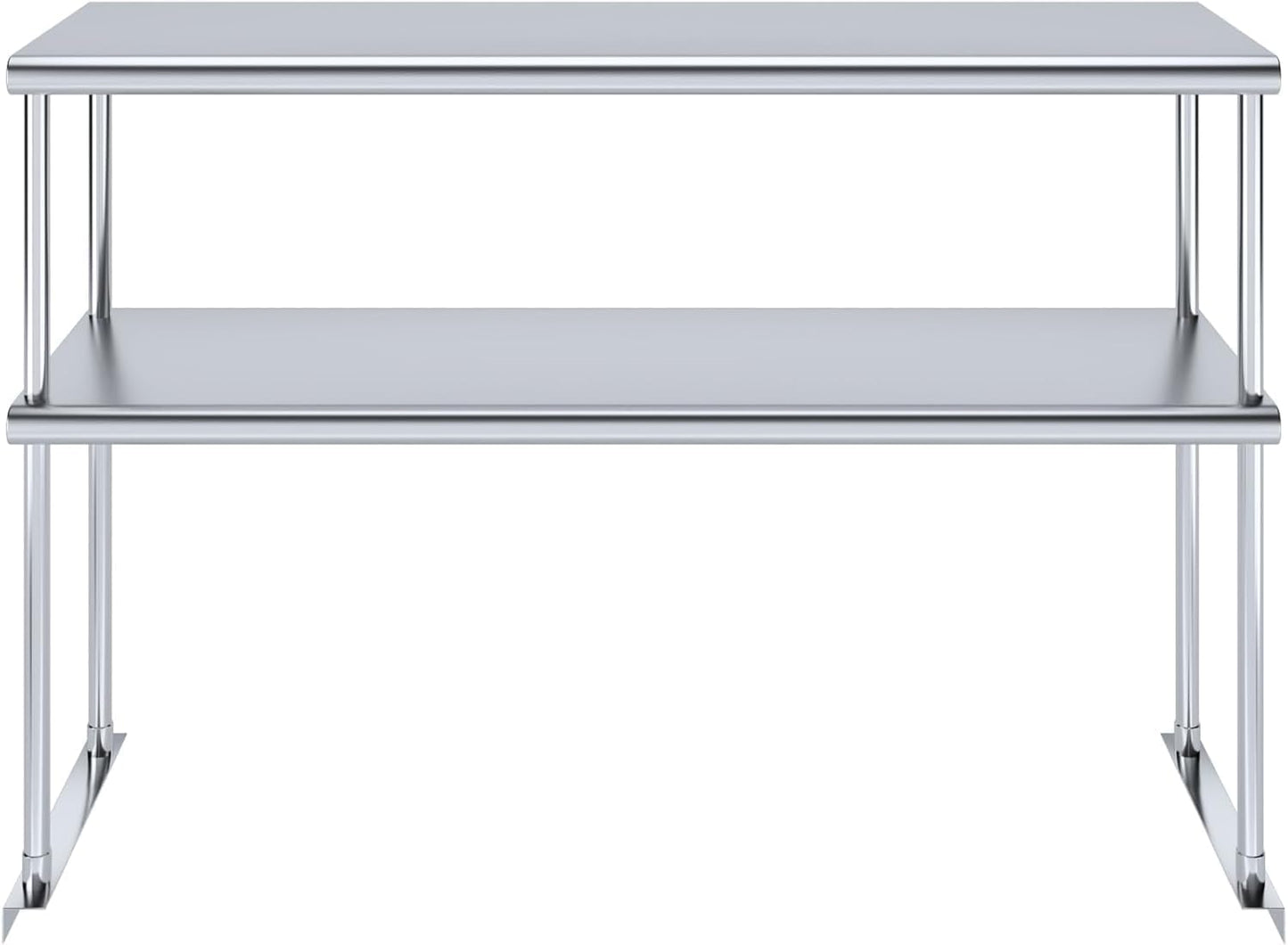 14" x 48" NSF Certified Commercial Stainless Steel Double Overshelf | 18-Gauge Heavy-Duty Kitchen Storage & Organization for Work Tables
