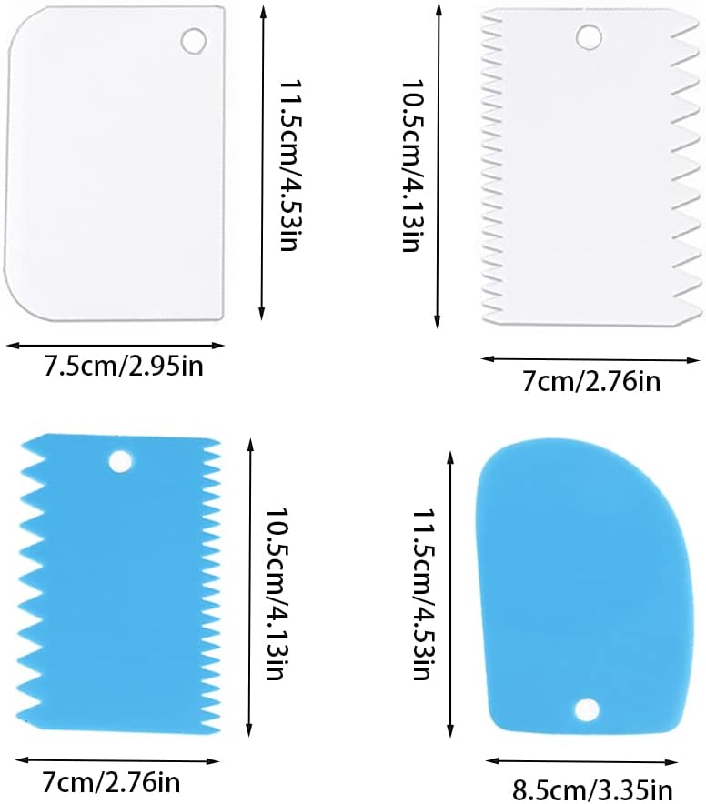 Cake Smoother Scraper Dough Scraper Tools Set,Cake Icing Scraper Smoother,Reusable Bread Cream Pizza Cutter,Flexible Plastic Pastry Cutter,For Baking Cake Edge Stripe Decorating Comb(9Pcs,Multicolor)
