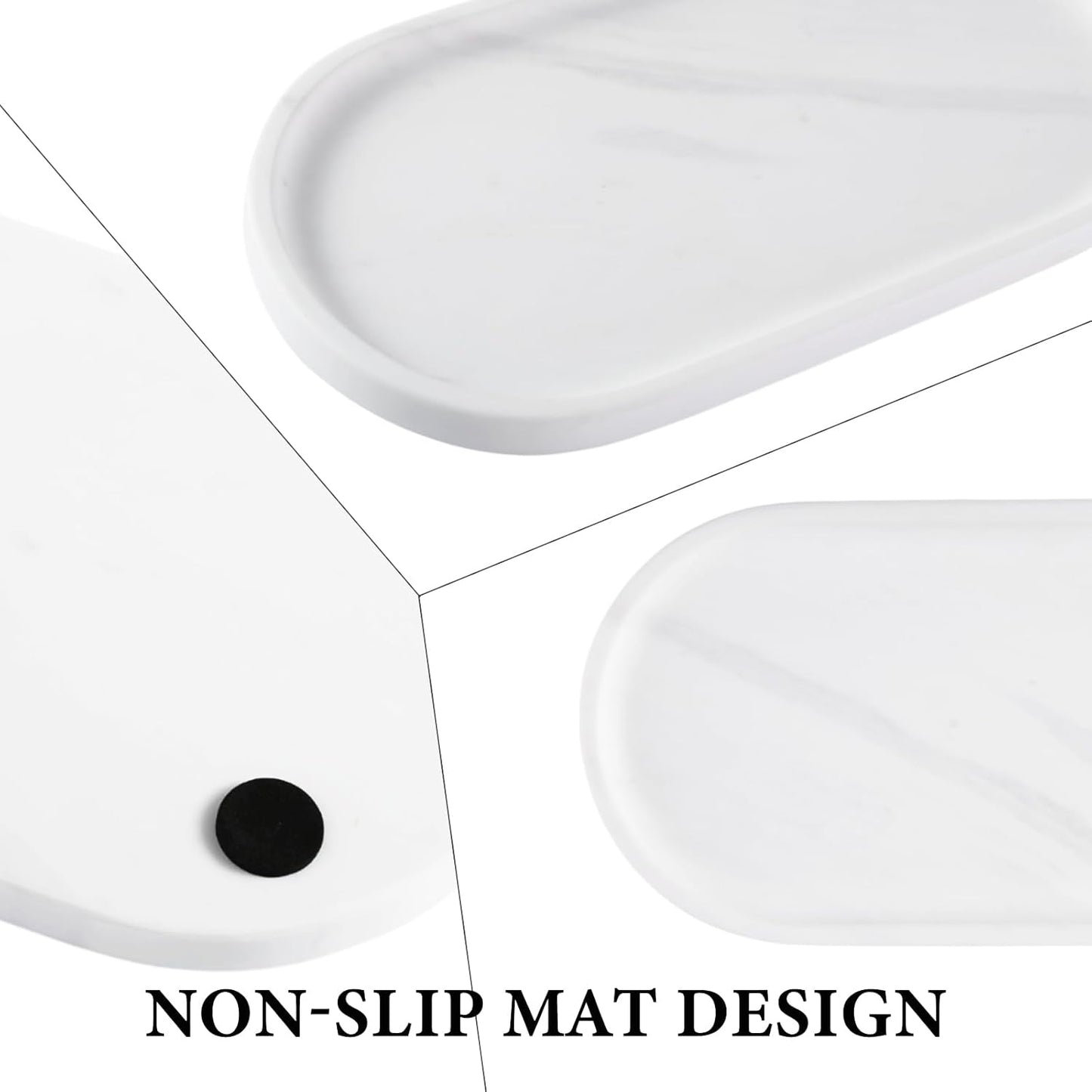 Koville 12"x6" Elegant White Marble Bathroom Tray, Natural Marble Vanity Trays for Home Decor, Stone Perfume Organizer Jewelry Dish for Dresser, Luxury Vanity Tray, Stone Storage Trays