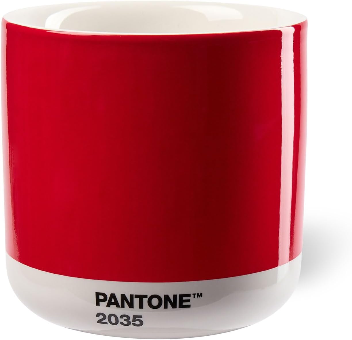 Copenhagen Design Pantone Latte Cup - Double Wall Thermo - Cappuccino Handleless Mug - 7.44oz/220ml, Red 2035