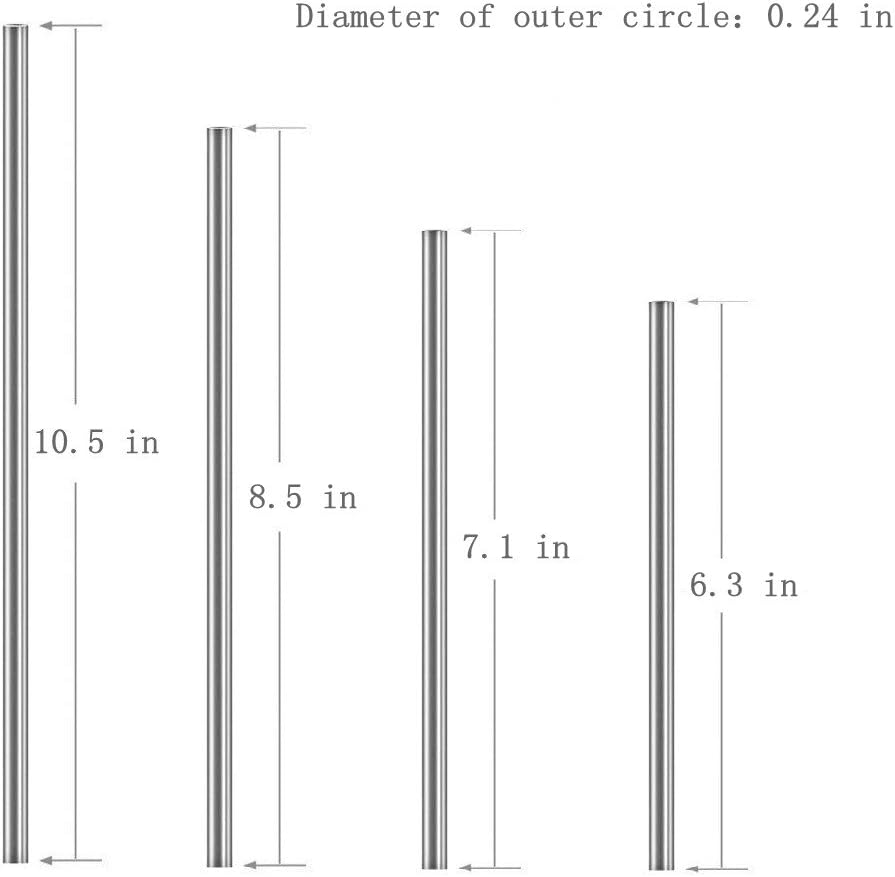 Reusable Stainless Steel Drinking Straws, 20 Pcs 4 Size - 6.3'' 7.1'' 8.5'' 10.5'', Long Short Smoothie Drinking Straight Straws With 2 Brushes and Carry bag, Fit for 20/30 oz Tumblers