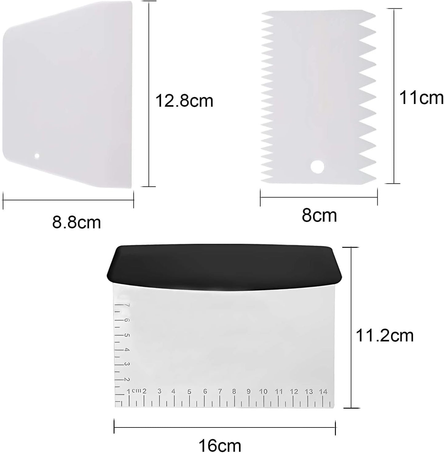 Dough Scraper Plastic Bench Scraper, Dough Scraper Tool Dough Cutter, Flexible Bench Scraper for Making Bread Pizza, 4 PCS