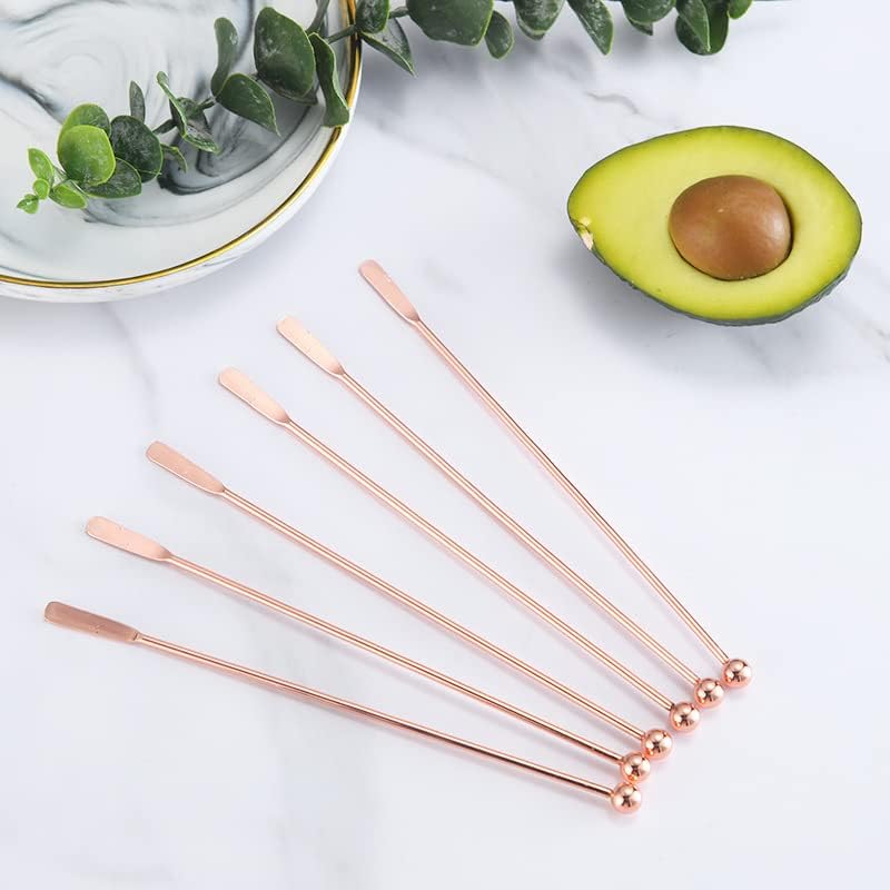 10 pcs Stainless Steel Coffee Beverage Stir Sticks Cocktail Stirrers Drink Swizzle Stick 7.4" Swizzle Stick Picks Tools Rose Gold