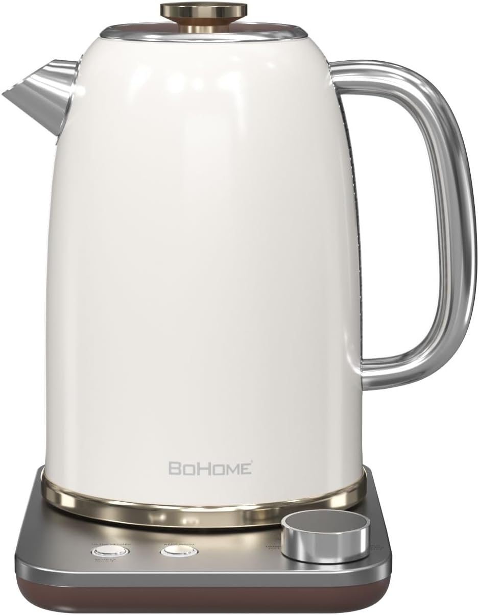 Electric Kettle, 1.8L/1200W, Stainless Steel, Control Buttons, Digital Display Panel, Keep Warm for 12 hours, Auto Shutoff, BPA-Free, Hot Water Kettle for Coffee & Tea, Electroplated handle