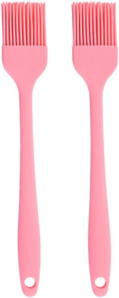Silicone brush, Oil Brush for BBQ Kitchen Cooking Baking and Grilling (2 PCS,pink)