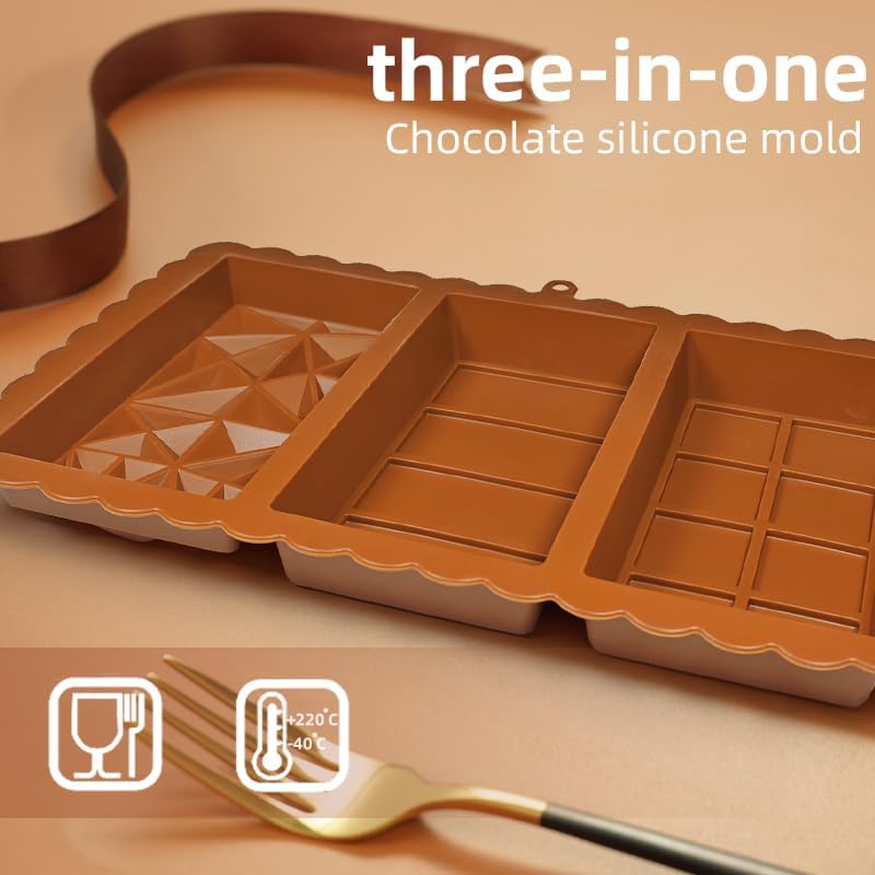 2-Pack 1 Inch Deep Large Silicone Chocolate Bar Molds with Scraper - Extra Deep & Thick Pistachio Chocolate Molds for and DIY Dubai Knafeh Chocolate