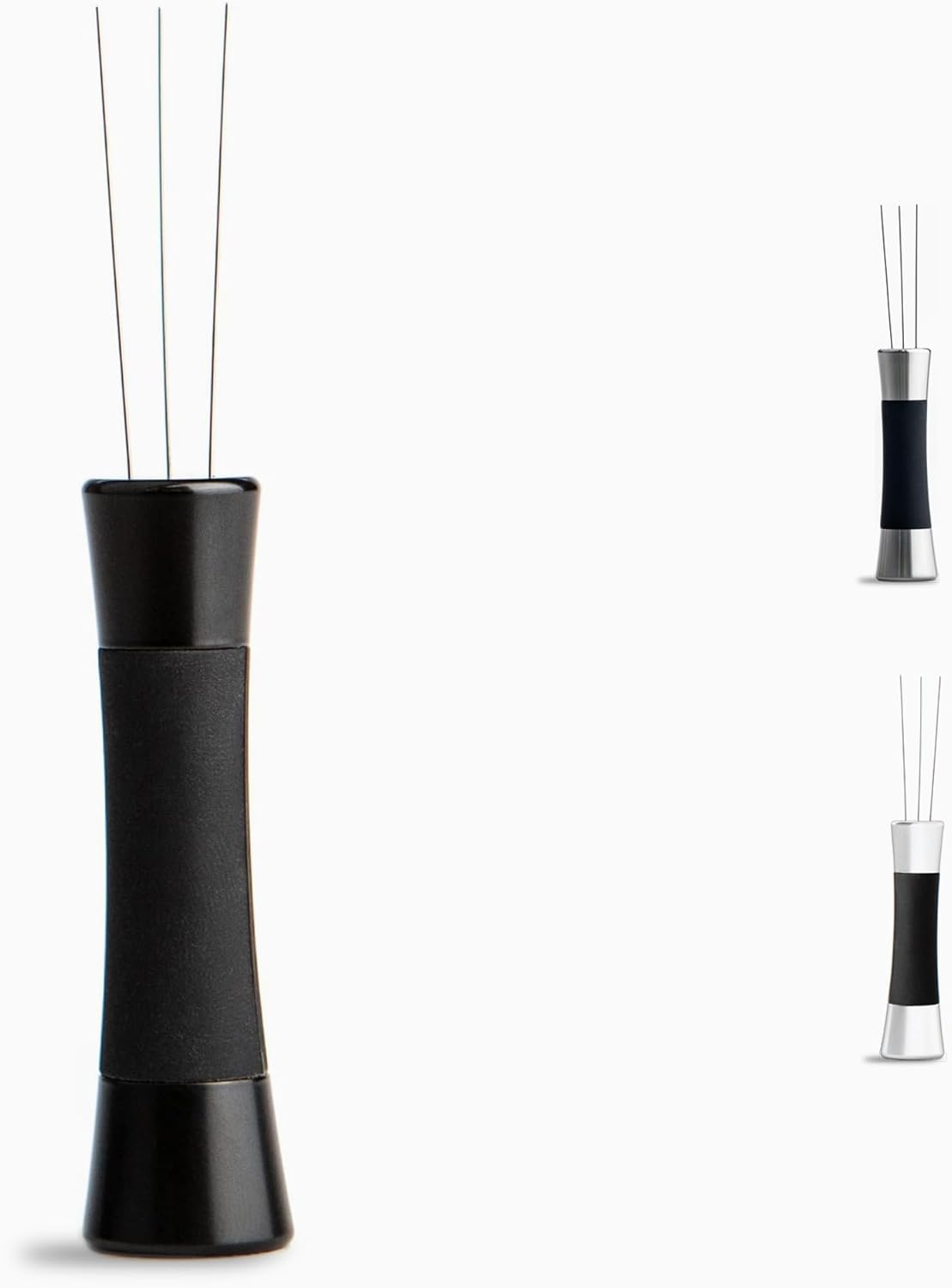 Crema Coffee Products Weiss Distribution Technique (WDT) Tool | Even Coffee Ground Distribution for Better Extraction | Stainless Steel with Silicone Grip | Includes 6 Pins & Storage Vault | Black