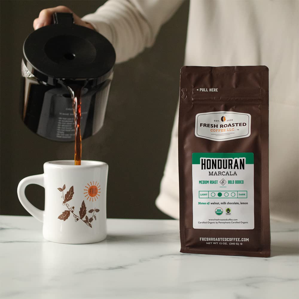 Fresh Roasted Coffee, Organic Honduran Marcala | USDA Organic, 100% Single Origin, Kosher | Medium Roast 12 oz Whole Bean