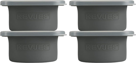 Stackable Silicone Artisan Pizza Dough Proofing Proving Boxes with Air-tight Lids-4pack-500ml Volume for 250g Dough Ball (Space Grey)