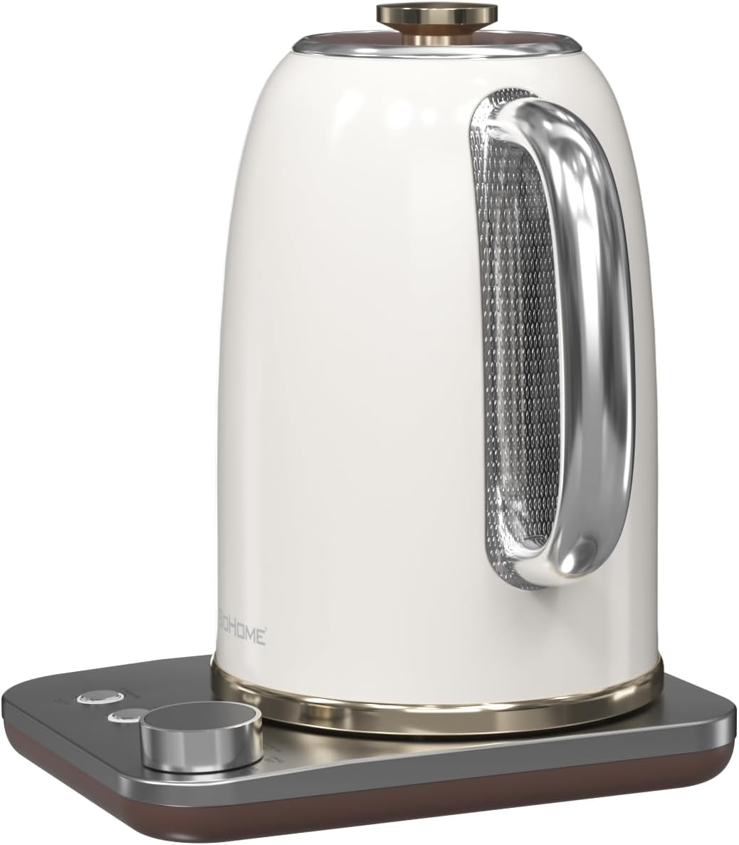 Electric Kettle, 1.8L/1200W, Stainless Steel, Control Buttons, Digital Display Panel, Keep Warm for 12 hours, Auto Shutoff, BPA-Free, Hot Water Kettle for Coffee & Tea, Electroplated handle