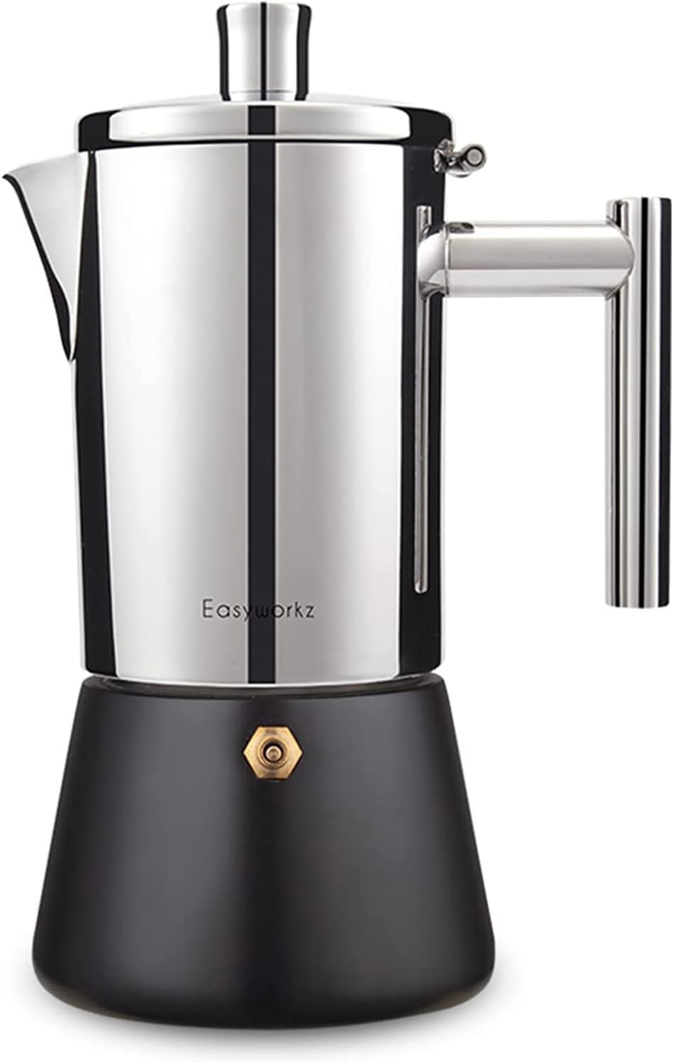 Easyworkz Diego Stovetop Espresso Maker Stainless Steel Italian Coffee Machine Maker 6Cup 10 oz Moka Pot Induction Espresso Pot