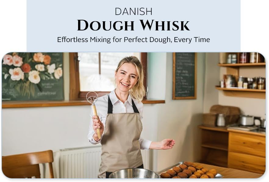Spartali & Company Versatile 13-Inch Danish Dough Whisk for Sourdough: Essential Sourdough Bread Baking Supplies, Bread Making Tools, and Baking Tools - Whisks for Cooking & Mixing Dough Effortlessly