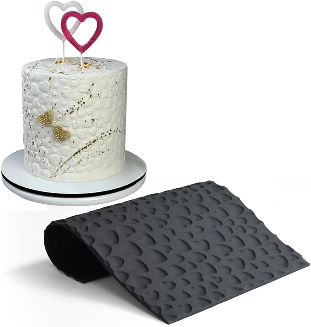 mostsom Silicone Lace Cake Mold Heart Pattern Flexible Sugar Craft Decorating Tool for Baking, Fondant, Chocolate, and Resin Molding Non-Stick Cake Decorating Molds (B_ Heart)