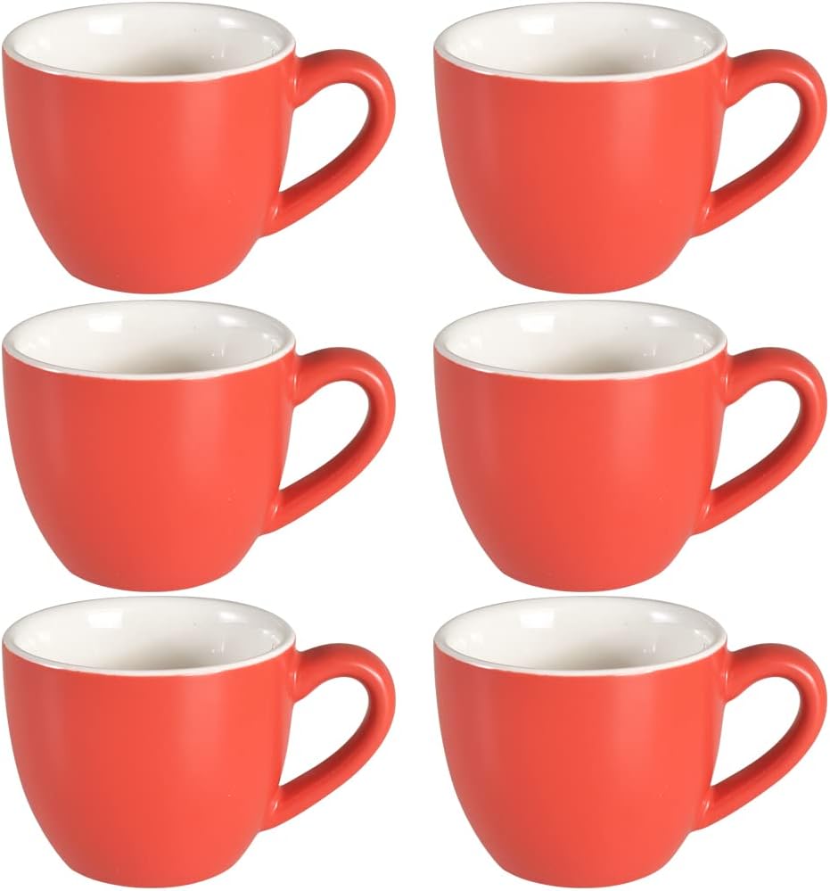 homEdge Mini Procelain Espresso Cup, 3 Ounces / 90 ml Tiny Coffee Mugs Demitasse for Espresso, Tea- Red