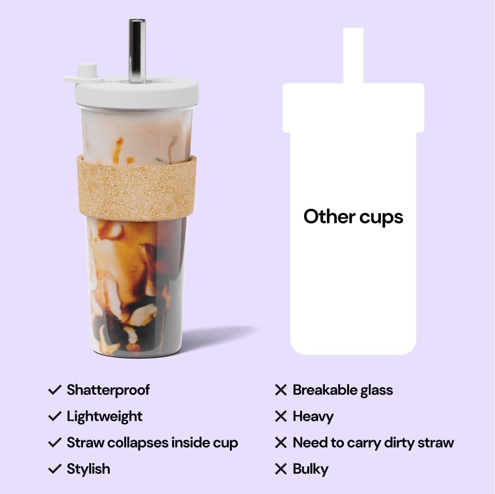 Dodoko Reusable 24 oz Boba Cup and Straw - White