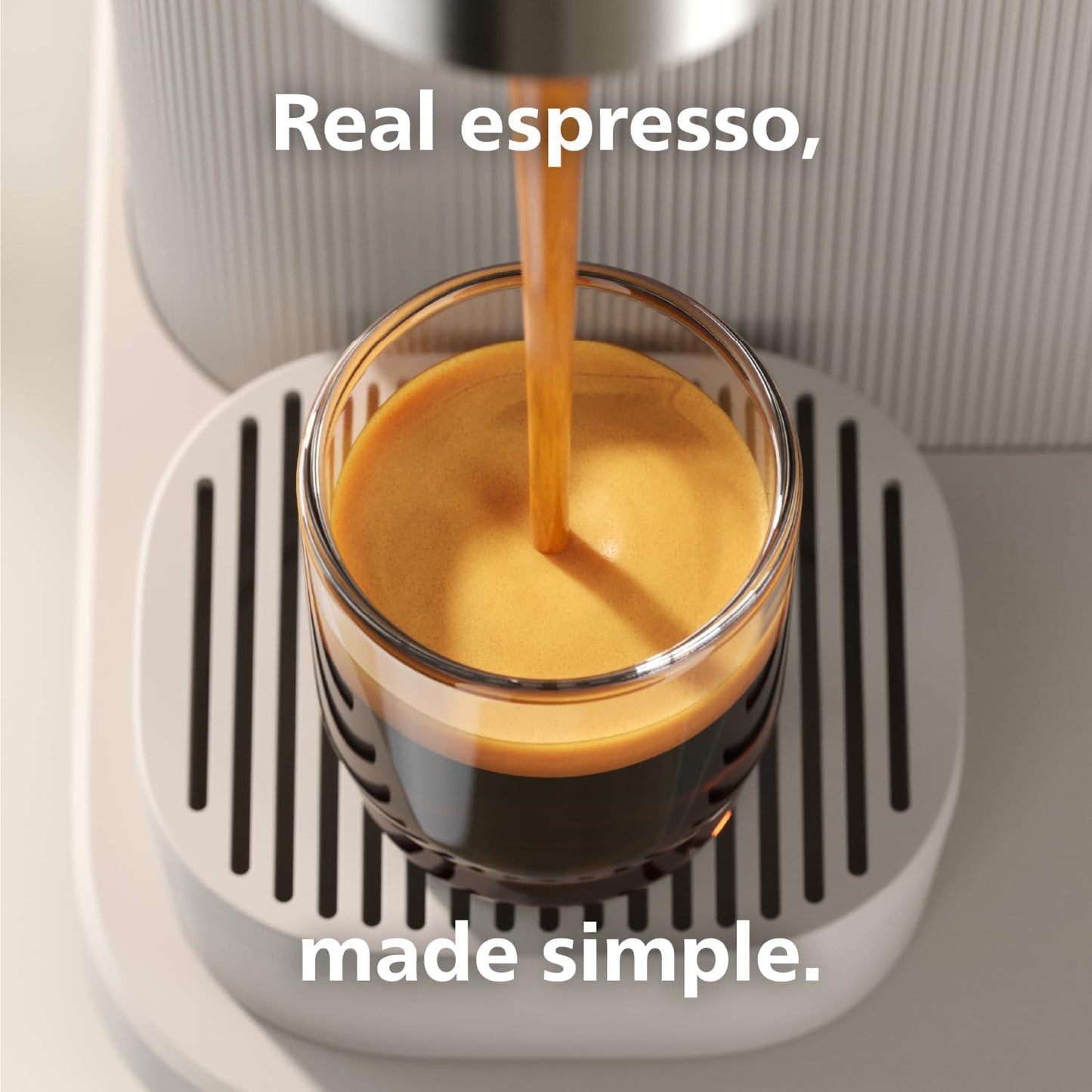 Philips Baristina Espresso Machine, Grind, Tamp & Brew Coffee Beans in One Swipe, Compact, 16 Bar Pump Pressure, Automatic Grinder, Natural White with White Portafilter (BAR300/00)