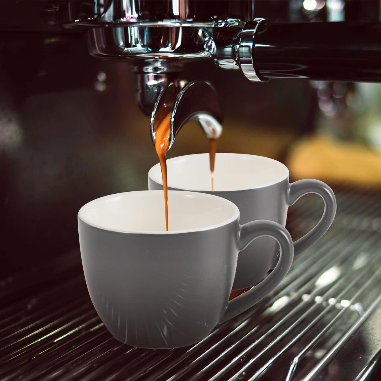 homEdge Mini Procelain Espresso Cup, 3 Ounces / 90 ml Tiny Coffee Mugs Demitasse for Espresso, Tea- Set of 6, Dark Gray