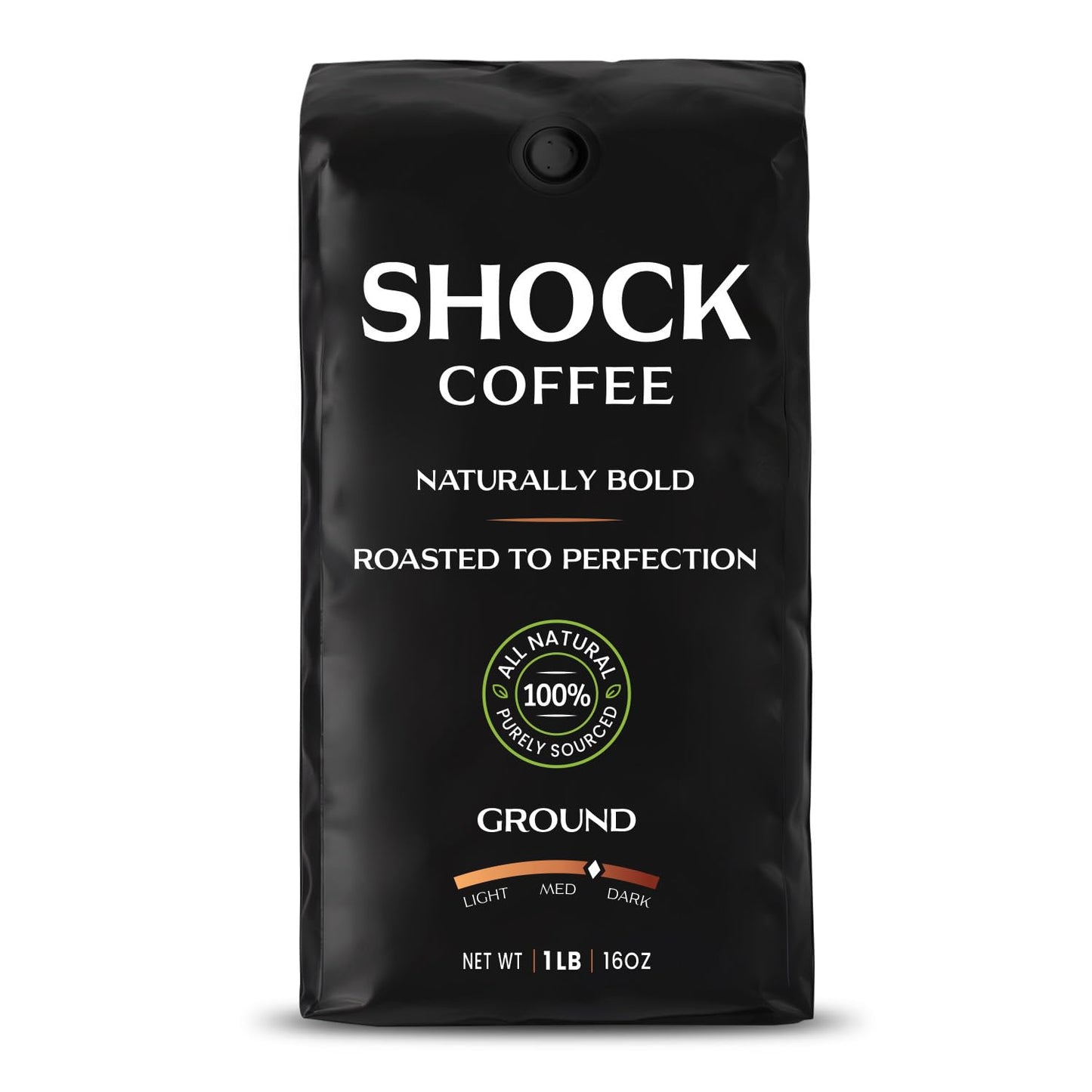 Shock Coffee Ground, The Strongest Caffeinated All-Natural Coffee, Up to 50% more Caffeine. 1 pound