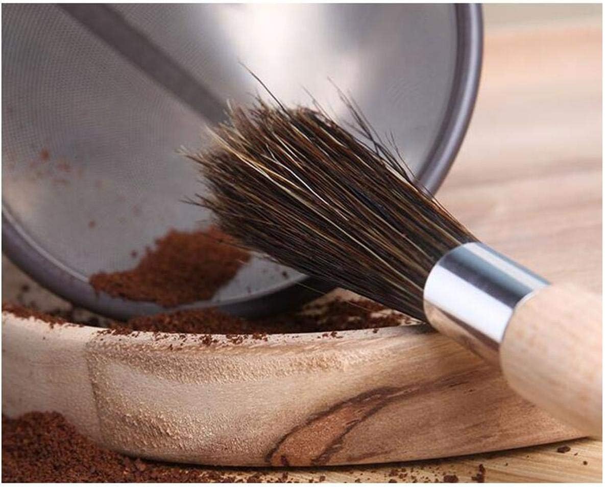 Coffee Grinder Cleaning Brush - Espresso Maker/Machine Cleaner Tool for Home Kitchen Barista - Beechwood Wood Handle, Natural Boar Bristles, Leather Hanging Loop, 8"