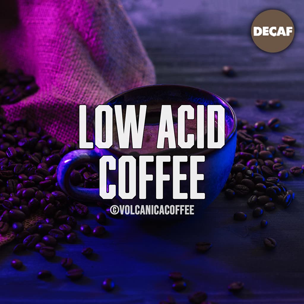 Low Acid Decaf Coffee, Blend of Natural Low Acidic Decaf Coffee, Whole Bean, Medium Roast, Fresh Roasted, Kosher, 16-ounces