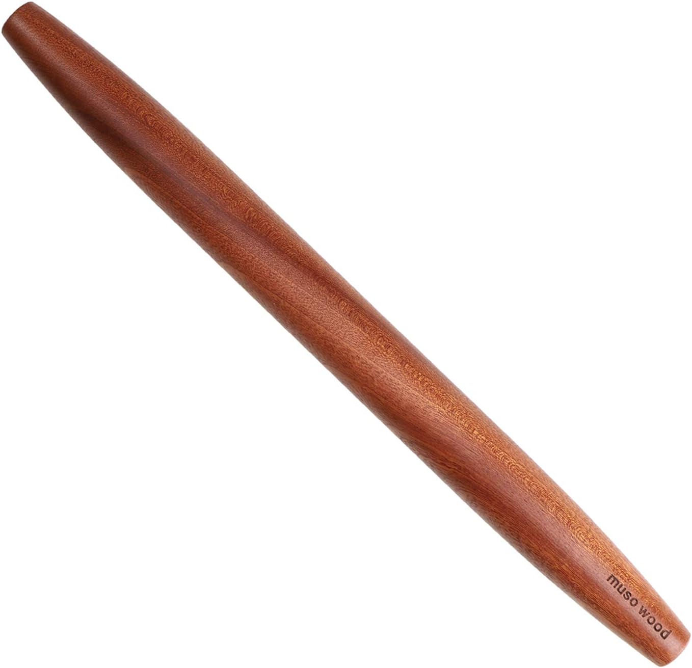 Muso Wood Sapele Wooden French Rolling Pin for Baking, Tapered Roller for Fondant, Pie Crust, Cookie, Pastry (French 15-3/4inch)