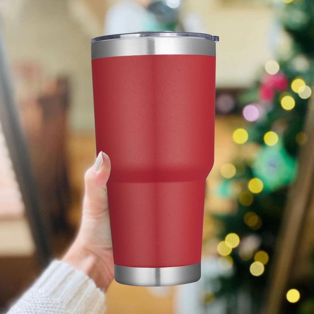 DOMICARE 30oz Tumbler Bulk with Lid and Straw, Double Wall Travel Coffee Mug, Insulated Vacuum Stainless Steel Tumblers, Powder Coated Tumbler Cup (Red, 8)