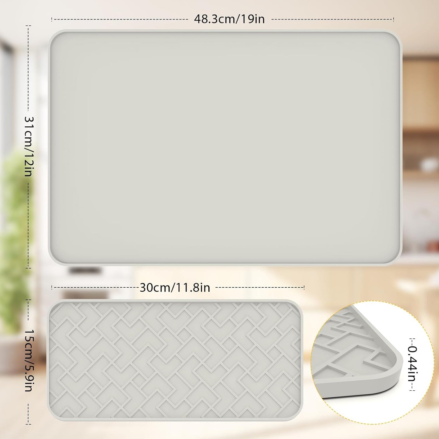 Silicone Coffee Mat - Removable Bar Mat with Concave and Convex Design, Leak-Proof and Non-Slip, Suitable for Use Under the Coffee Machine to Keep the Countertop Clean (White19"x12")