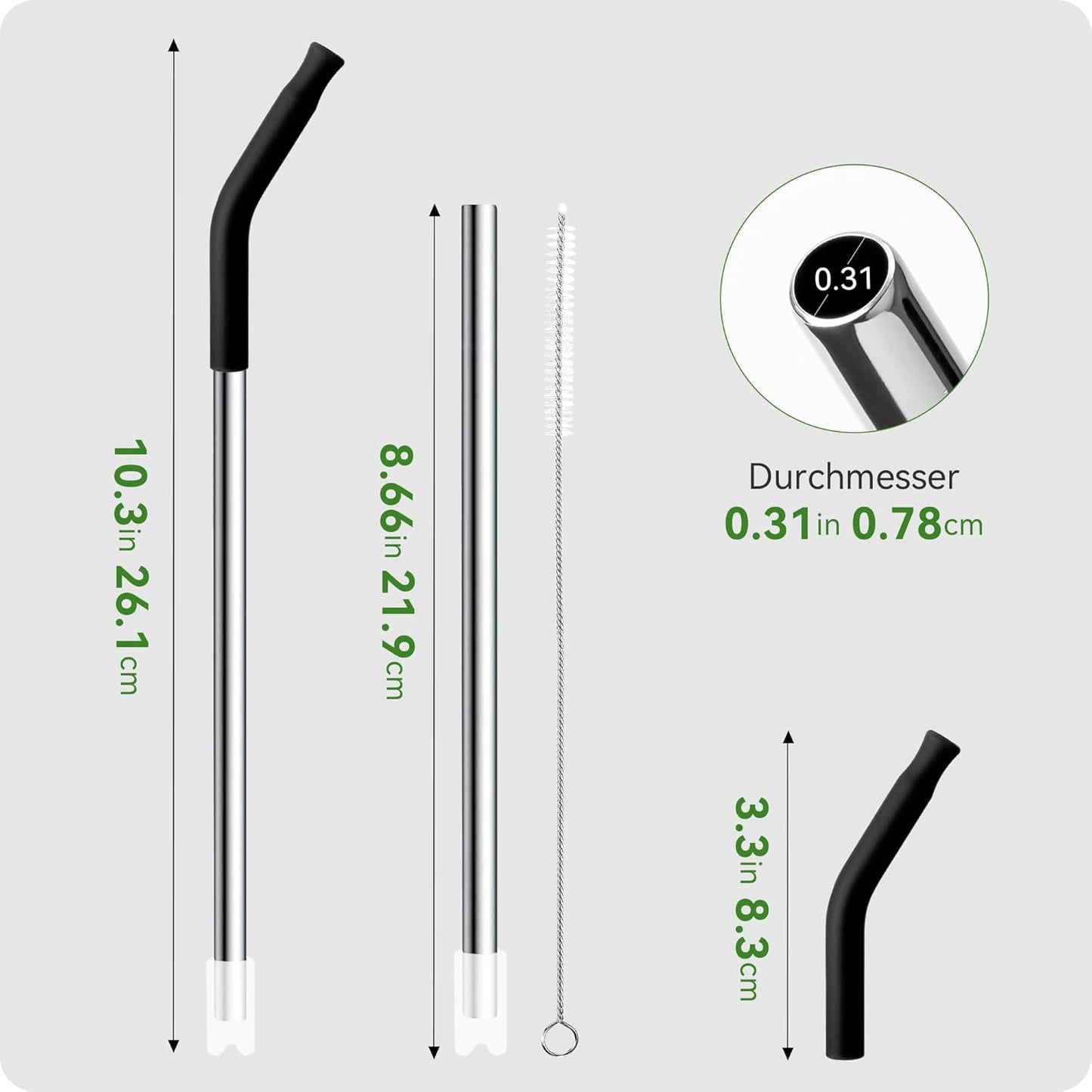 Snowfall 2 Pcs Replacement Metal Straws for Stanley 14 oz, 20 OZ Tumbler, Stainless Steel Straws with Silicone Tip for 20 OZ Tumbler, Straw Brush (Purplish Pink)