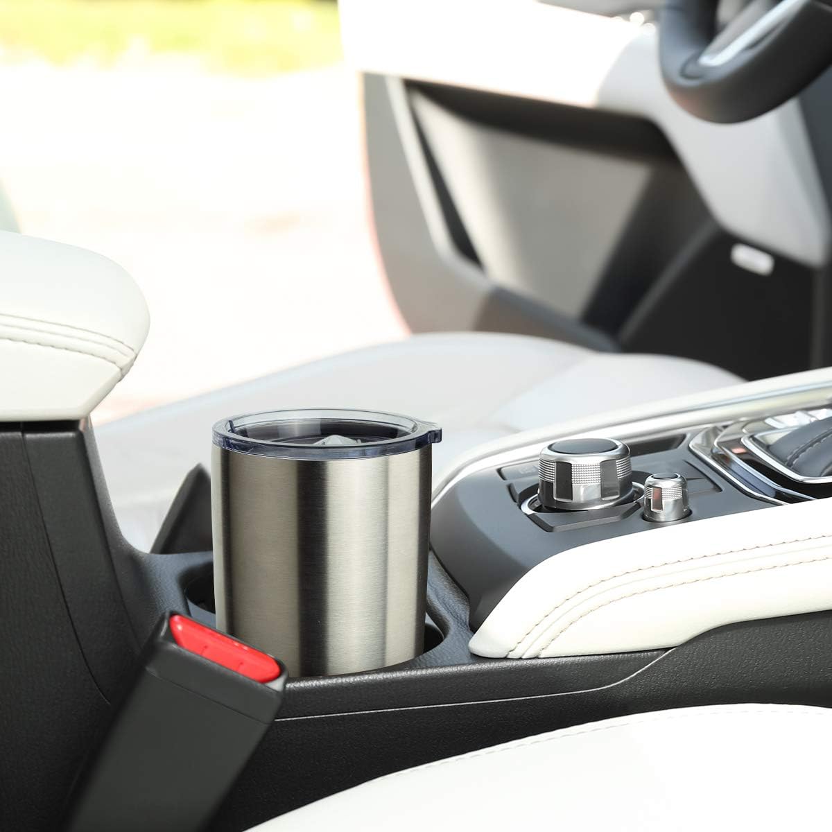 COMOOO 20oz Stainless Steel Tumbler Bulk Double Wall Vacuum Coffee Cup Insulated Travel Mug with Lid and Straw Durable Powder Coated Insulated Coffee Cup for Cold & Hot Drinks (silver, 6 pack