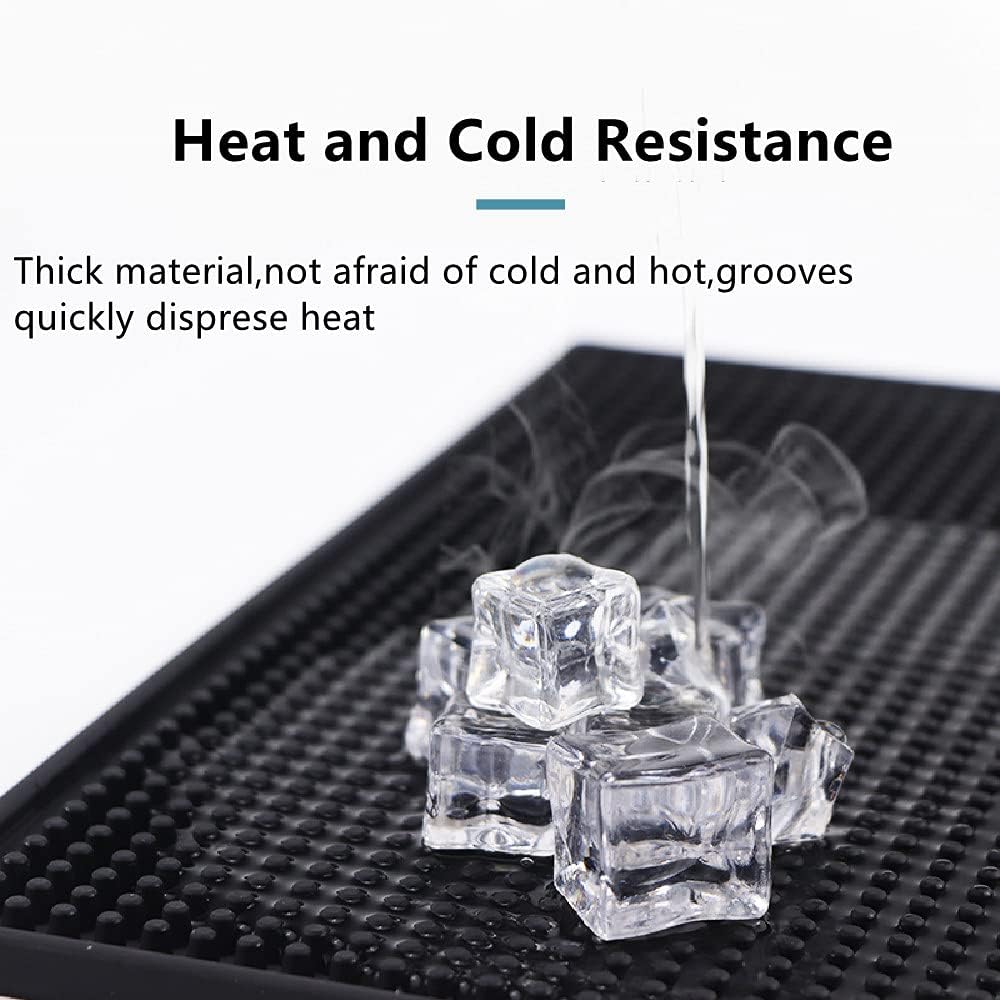 Reusable Bar Mat for Coffee Maker Mats, Countertop Spill Mats, 6" x 12" Black Dish Drying Mat