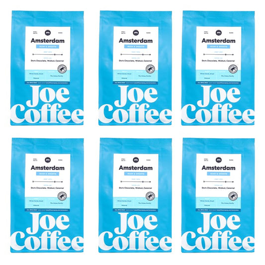Joe Coffee Company - The Amsterdam Whole Bean Specialty Coffee, 12 oz Bag (Pack of 6) | NYC Roaster, Rainforest Alliance Certified, Kosher, Climate-Friendly