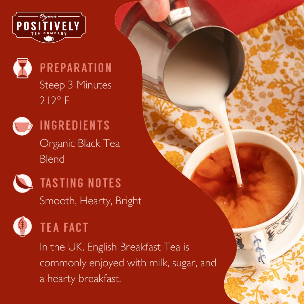 Organic Positively Tea Company, Breakfast Tea Sampler, Loose Leaf, 4 Ounce, 3 Pack