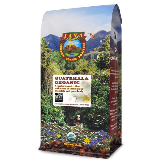Low Acid Organic Coffee – Whole Bean, Mold-Free & Stomach Friendly by Java Planet, Guatemalan Single Origin Coffee, Medium Roast, Smooth Full Flavored, Smithsonian Bird Friendly, 1LB Bag
