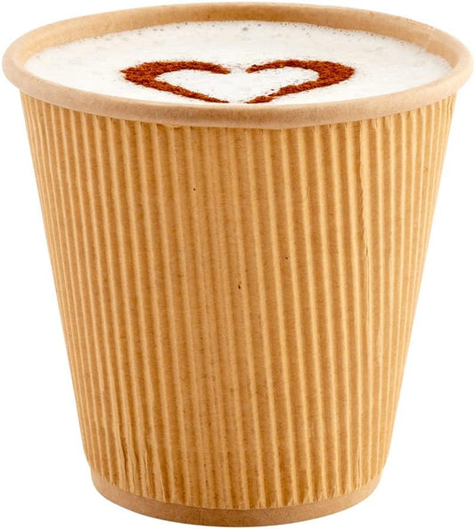 Restaurantware 8 Ounce Double Wall Disposable Coffee Cups, 500 Insulated Kraft Paper Tumblers with Ripple Wall Design, Lids Sold Separately for Hot Drinks like Tea, Hot Chocolate, and More