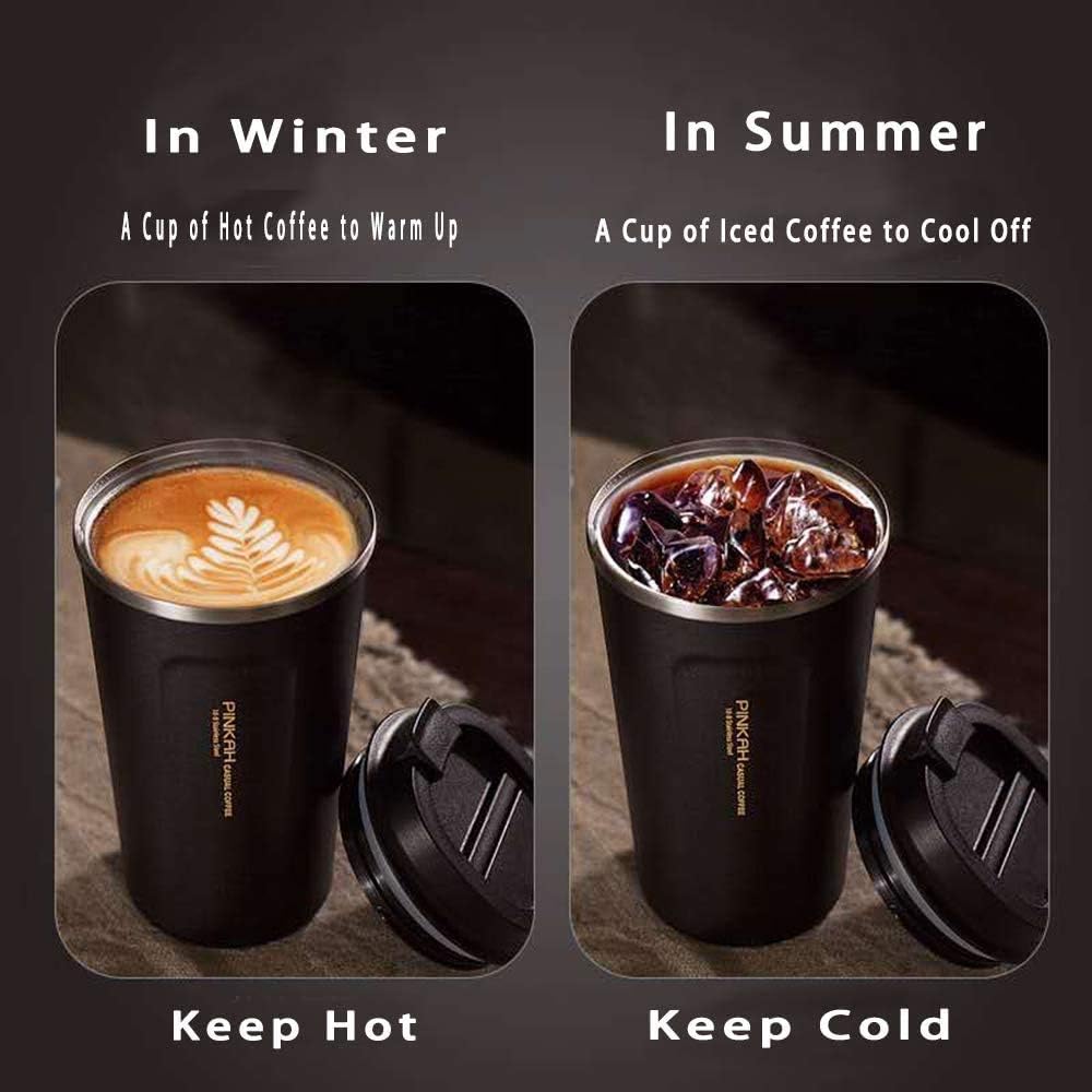 12OZ Vacuum Travel Mug for Ice Drinks/Hot Beverage, Double Walled Stainless Steel Insulated Coffee Tumbler Cup, Thermal Coffee Mug