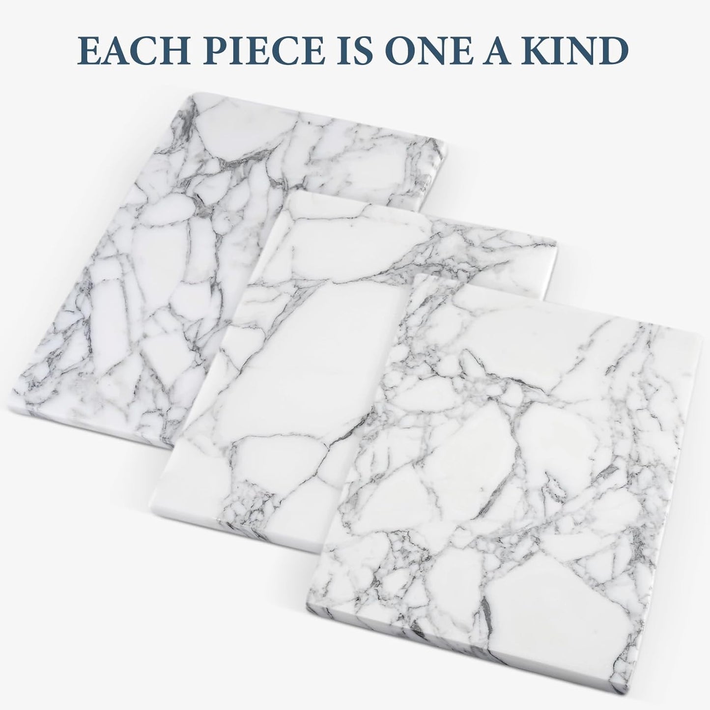 Koville Italian Natural Marble Cutting Board for Kitchen Pastry Bread Macaron Display, 12" x 8" Real Stone Slab Marble Cheese Board for Counter, Bathroom Perfume Tray Candle Plate (Arabescato)