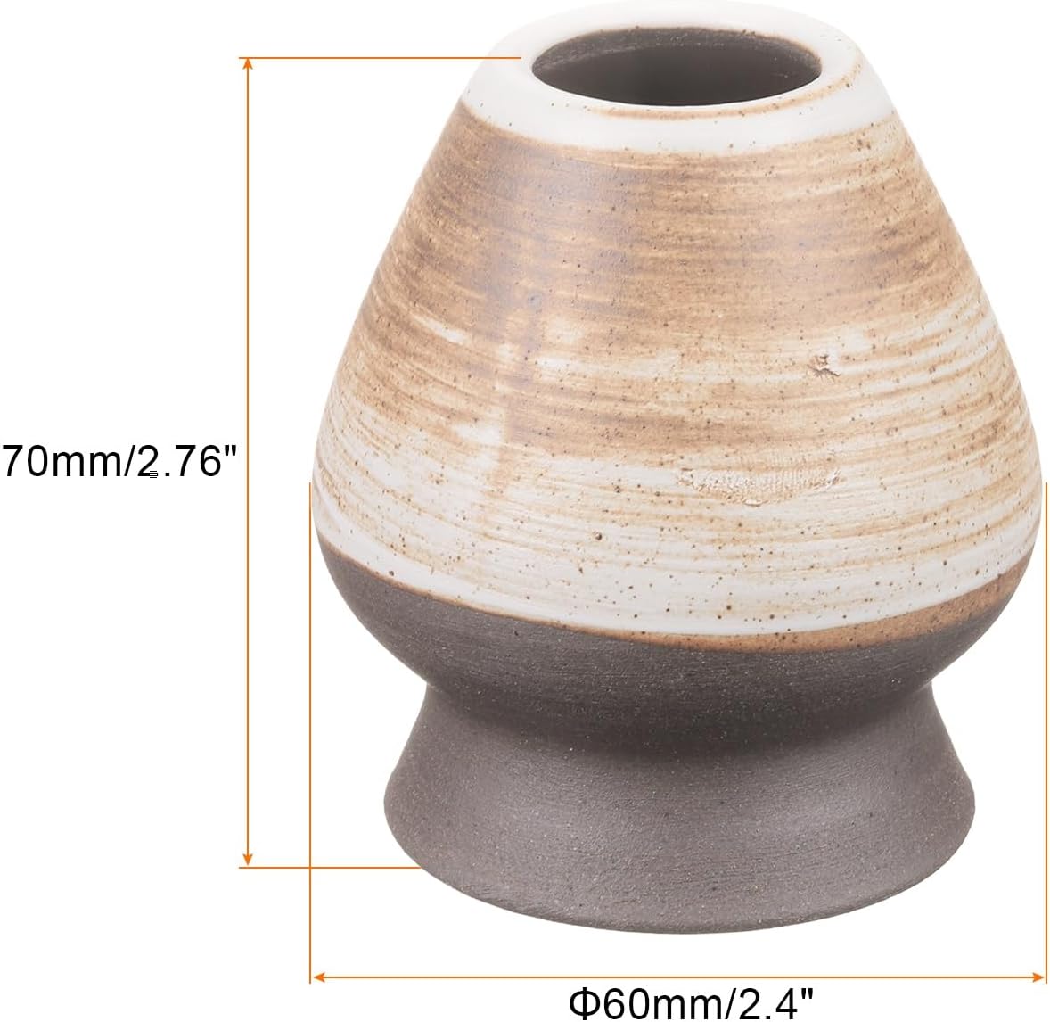 HARFINGTON Ceramic Chasen Stand 70mm Matcha Whisk Holder Teas Set Whisks Stand Traditional Matcha Tea Chasen Holder Tea Set Accessories for Tea Tasting, Earth Yellow/White