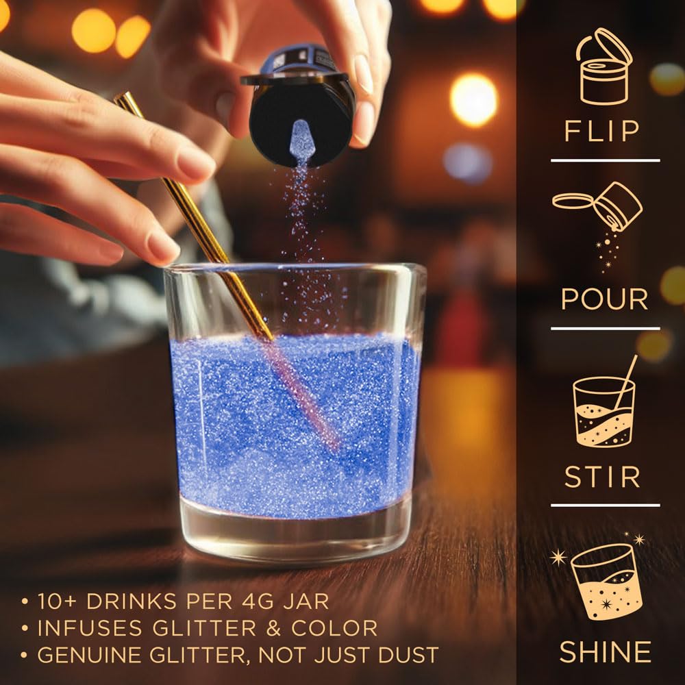 Brew Glitter Sky Blue Edible Drink Glitter 1x 4g Jar for Cocktails, Beer, & Beverages