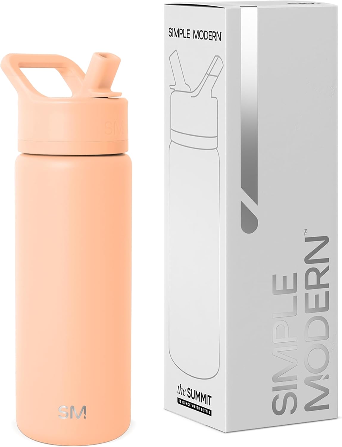 Simple Modern Kids Water Bottle with Straw Lid | Vacuum Insulated Stainless Steel Metal | Reusable Leak Proof BPA-Free Thermos for School | Summit Collection | 18oz, Bellini